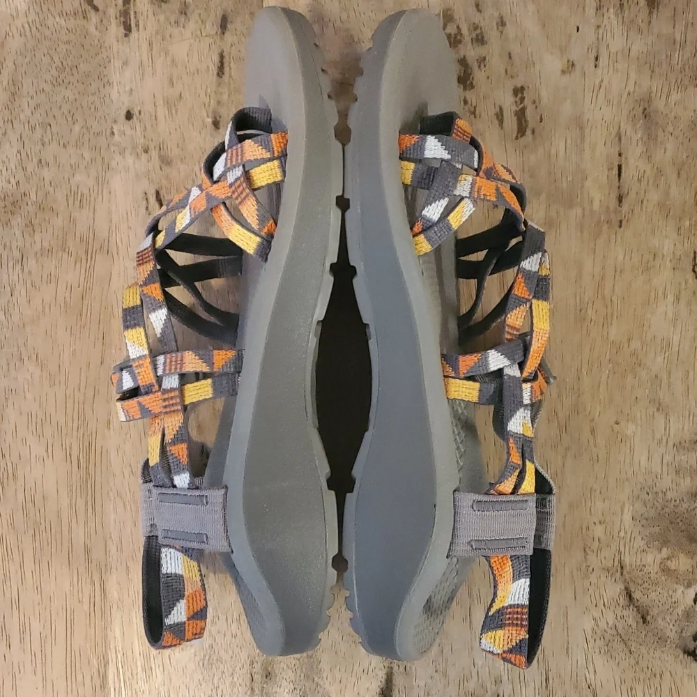 Chaco Z/Cloud X2 Womens Classic Sandals Size 8 Orange Grey White Comfort Hike - Picture 2 of 12